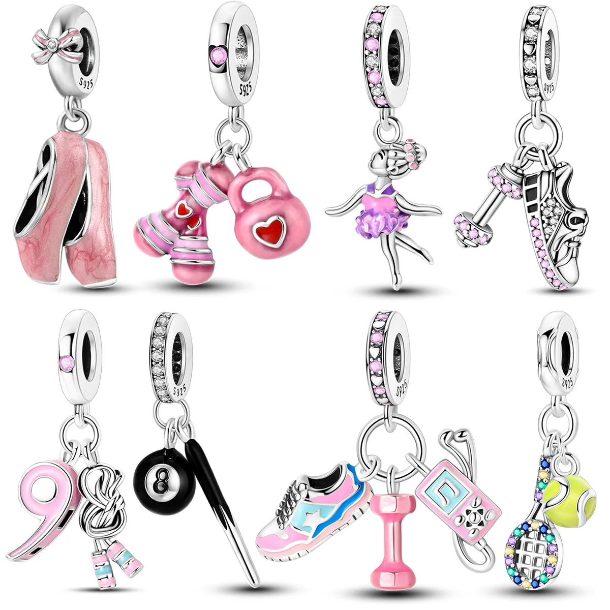 Silver Sports Basketball Charms Beads Fit Original Bracelet Bag Keychain Earring Charm Bead Pendant Diy Women Jewelry Gift view 3