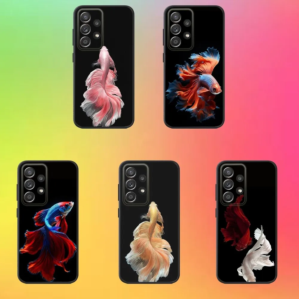 Чехол для телефона Betta с сиамской рыбой для Samsung S25, S24, S21, S22, S23, S30, Ultra, S20, Plus, Fe, Lite, Note, 10,9,5G, черный чехол