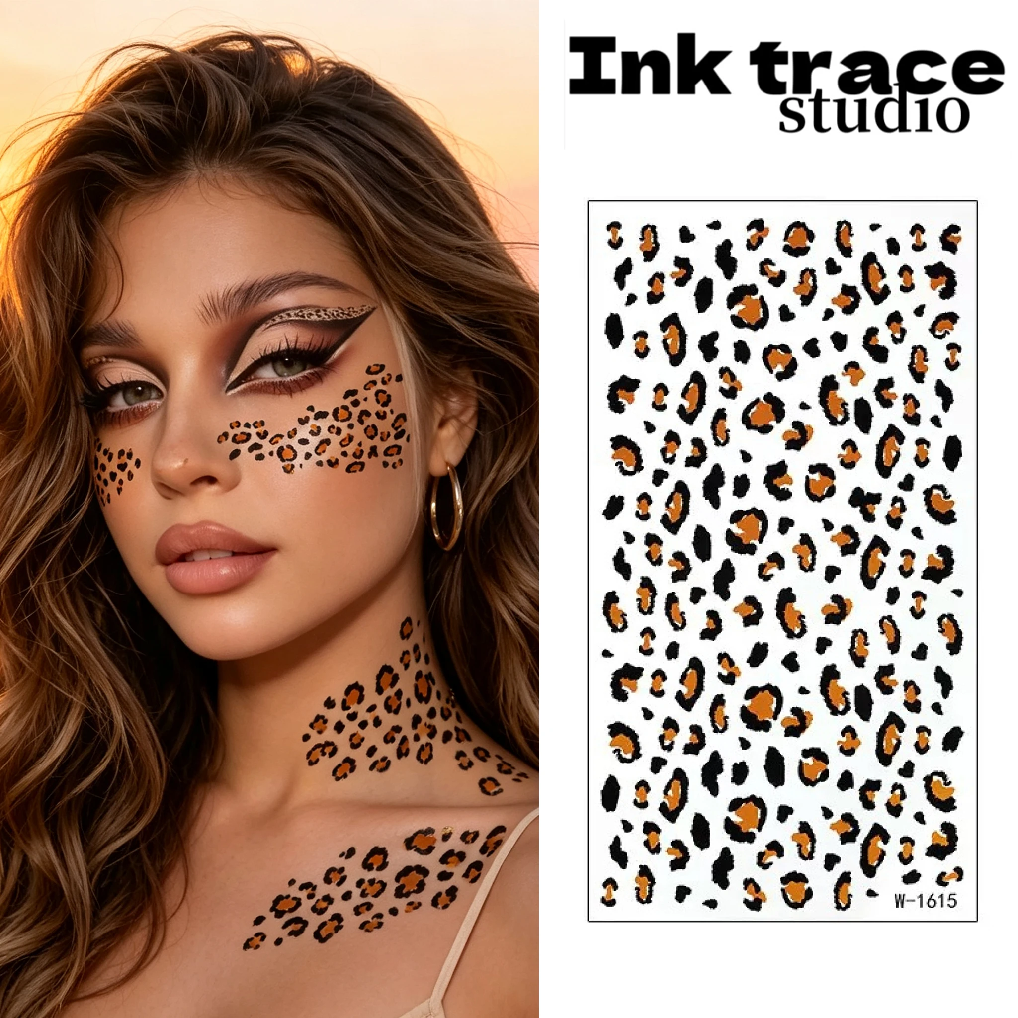 Leopard Face Stickers Waterproof Sweatproof Temporary Tattoos Cheetah Pattern Face Body Decor Sticker For Women Festival Rave Co