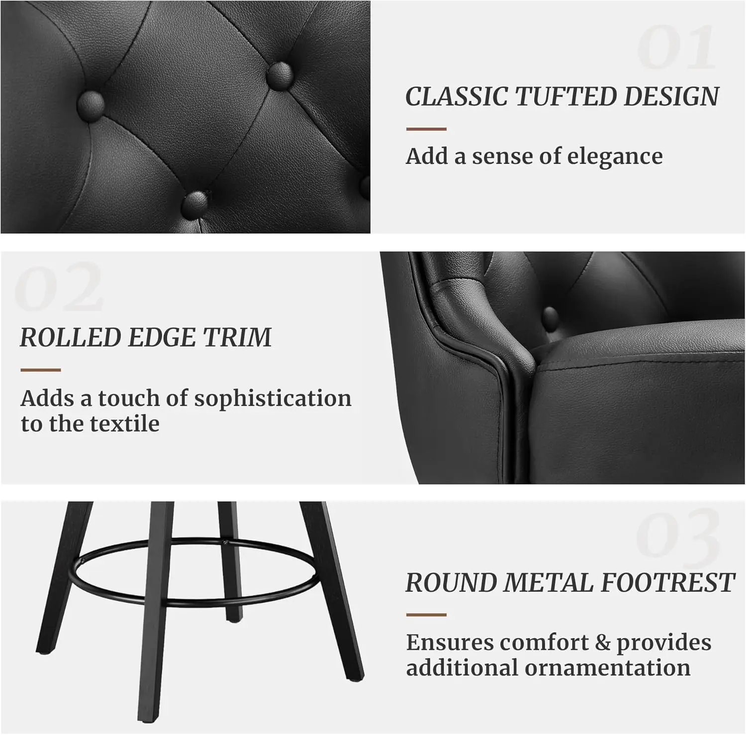 Counter Height Bar Stools, 26" H Modern Counter Stools, Solid Wood Legs, Linen Fabric Upholstered Barstools for Kitchen Island