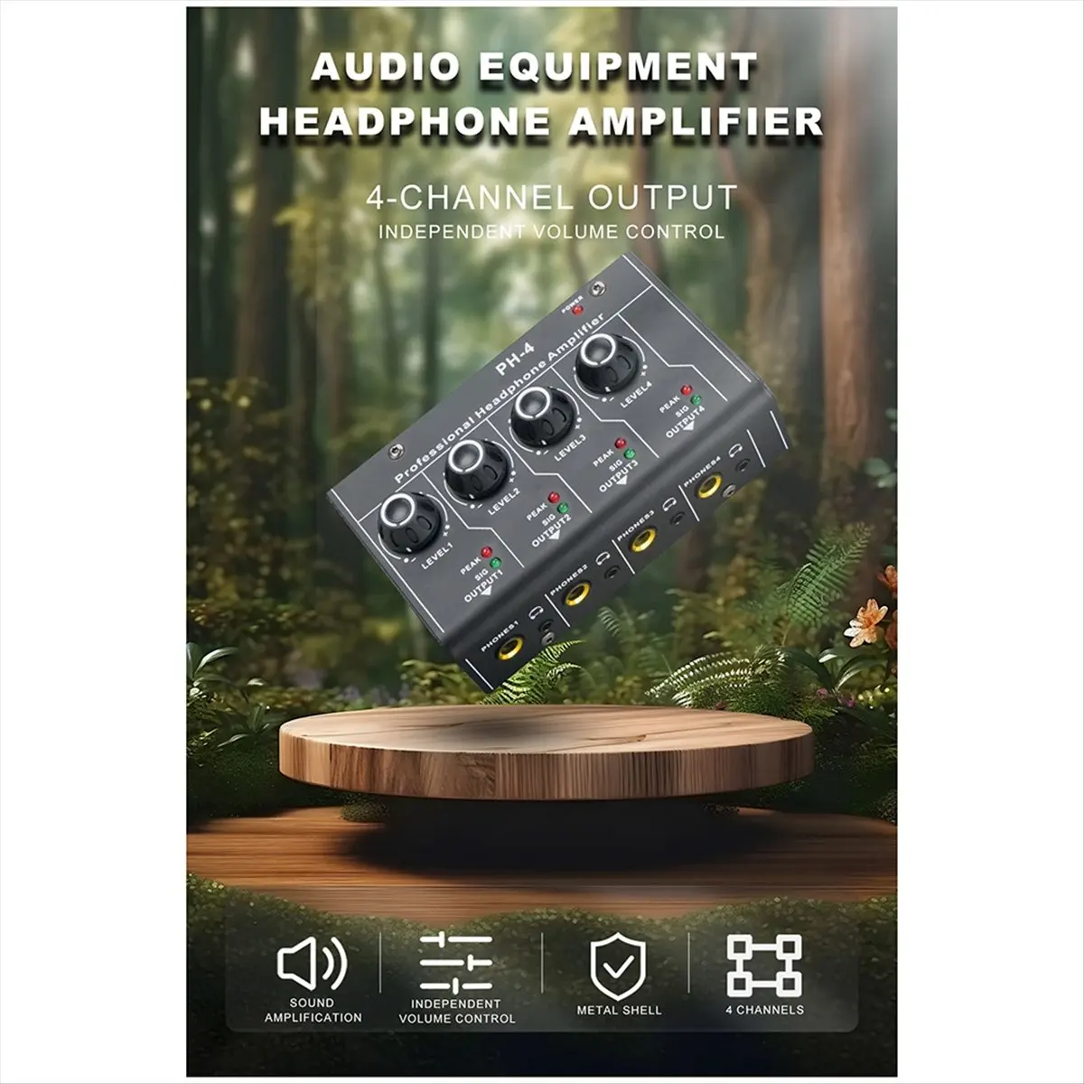 

Усилитель для наушников Goodidea, стереосистема, 4 канала, отдельное управление громкостью