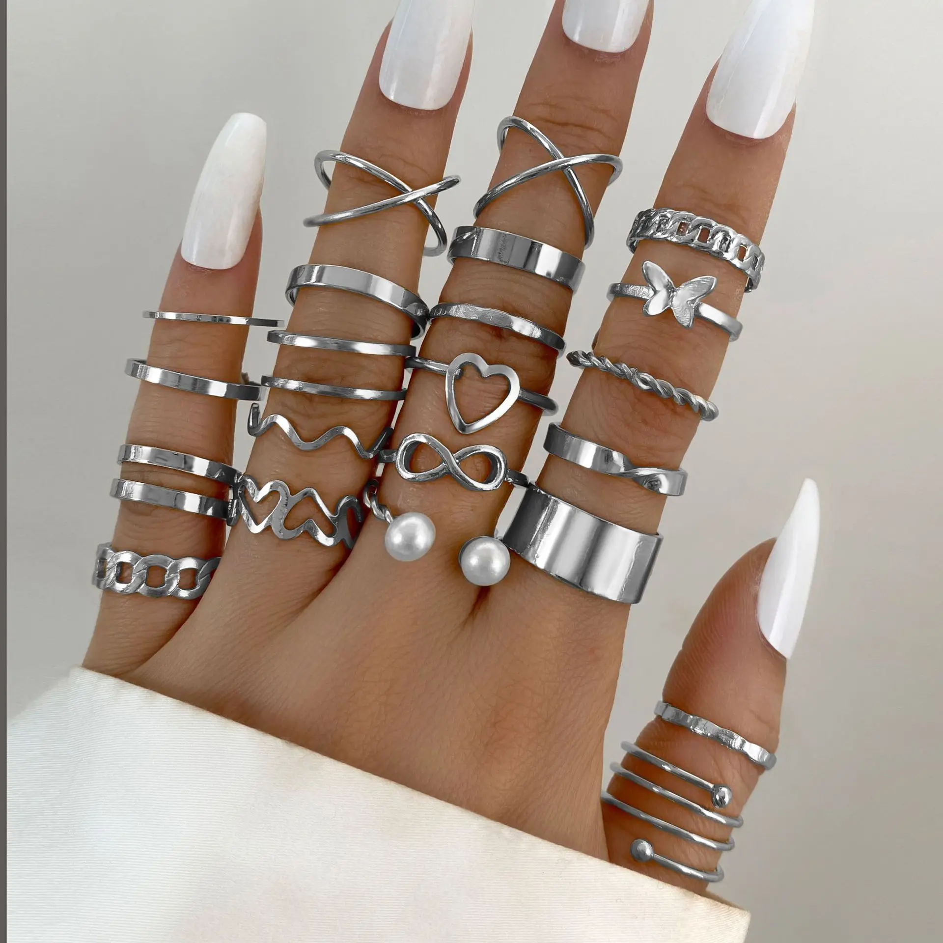 22 Sets Of Rings Butterfly Europe and America New Style Openings Love Female Designers Minority Rings image 2