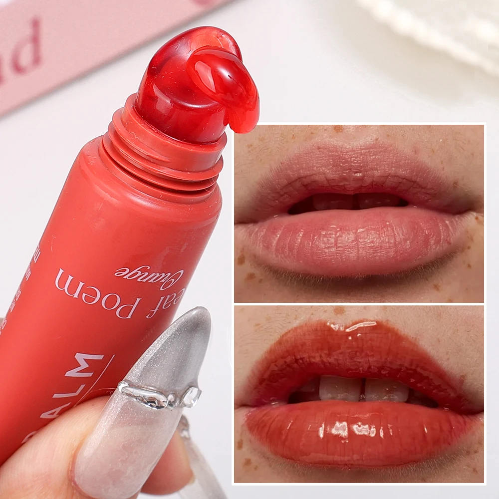 Mirror Jelly Lip Balm, batom hidratante duradouro, lábios suavizantes, linhas removem a pele morta, brilho labial cuidado, tubo macio, 8 cores