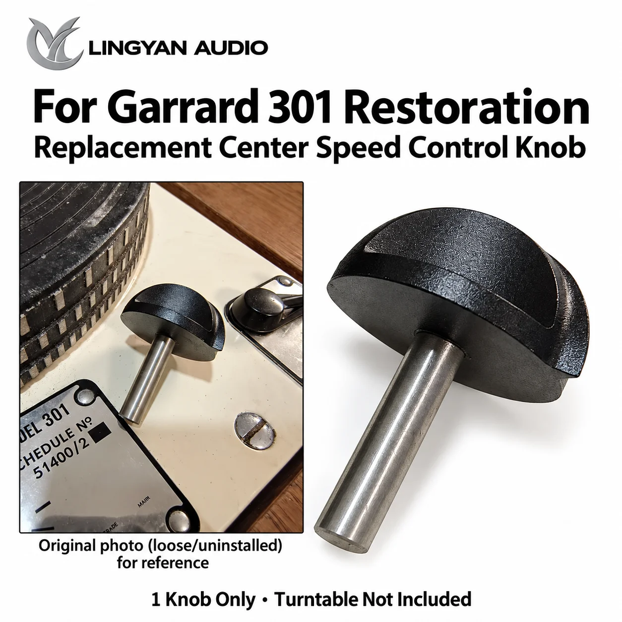 Speed Adjustment Knob LINGYAN AUDIO 40mm Overall Length for Garrard 301 LP Vinyl Turntable Restoration Replacement Part