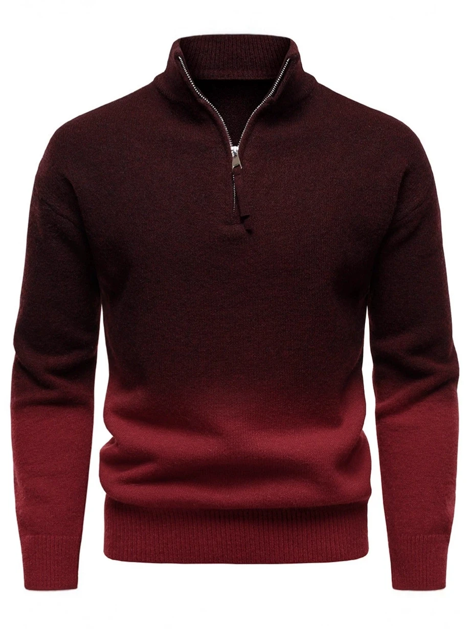 

Autumn and winter fashion new item gradient color half zipper stand up collar fashion classic men's sweater men's knitted sweate