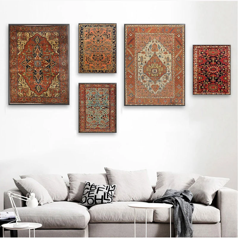 2026 Oriental Rugs Pattern Vintage Posters and Prints Antique Persian Carpets Retro Wall Art Canvas Painting Pictures Home Decor