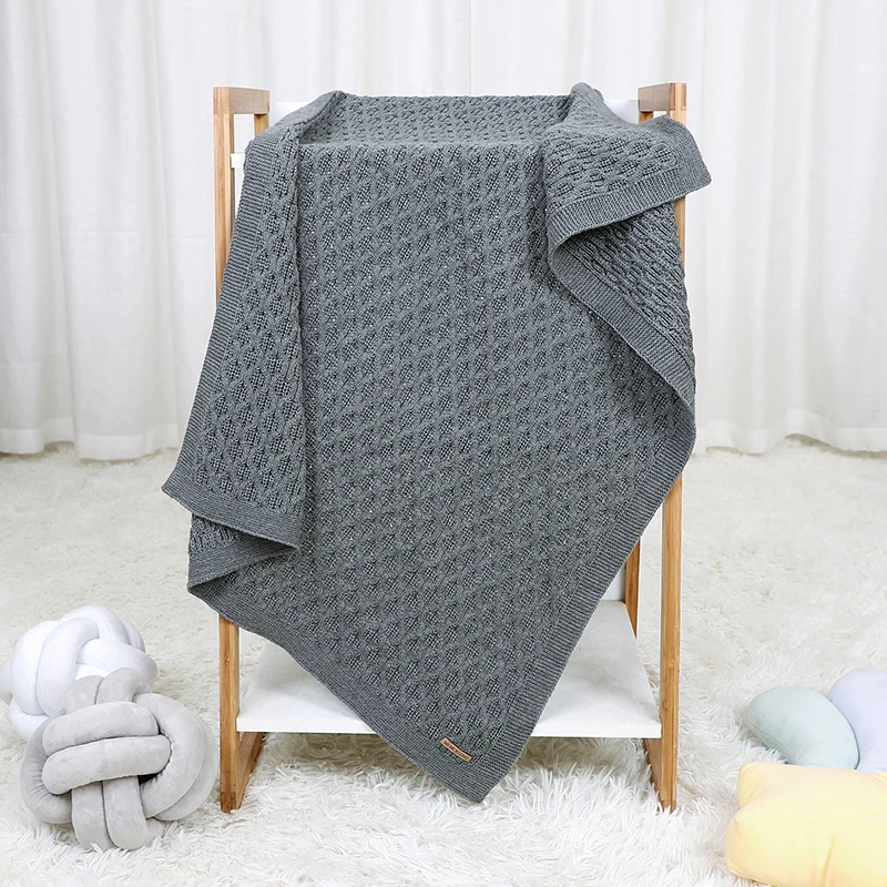 Baby decke stricken super weich kariert Säugling Jungen Mädchen Kinderwagen Warp Wickeln 100*80cm Neugeborenen Kleinkind Kind Bettwäsche Sofa Krippe Quilts