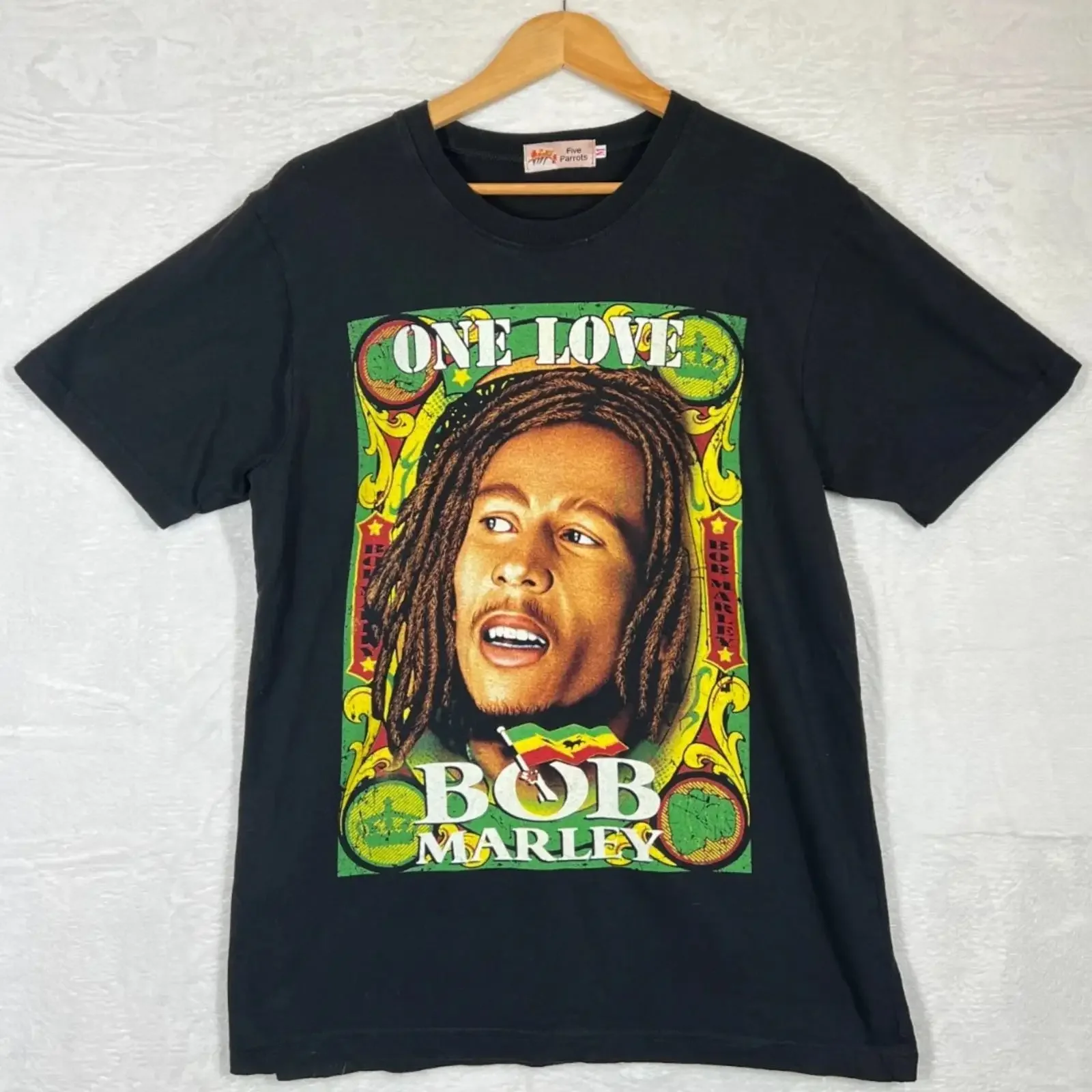 Bob Marley One Love Grafik T Shirt schwarz Reggae Musik Herren M vintage Washed fashion Unisex Breathable homme graphic Stylish