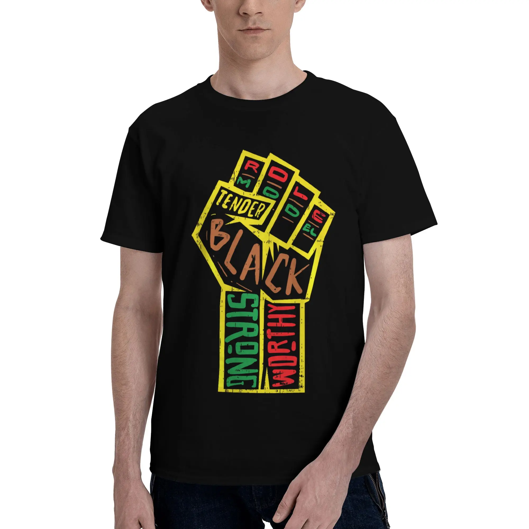 African Fist Black Pride Melanin BLM History Equality Funny Graphic 100% Cotton T-Shirt 1865 Tops Tees For Men