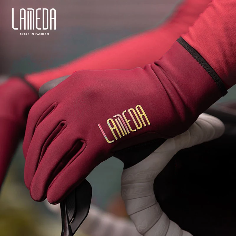 LAMEDA winter windproof warm cycling gloves All finger touch screen mountain road bike Long finger for men and women