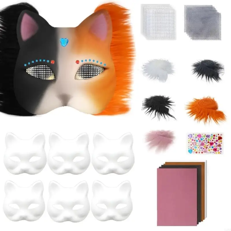 

Cats Mask Hand-Painted Mask Masquerade Mask Blank Mask with Plush Fabric