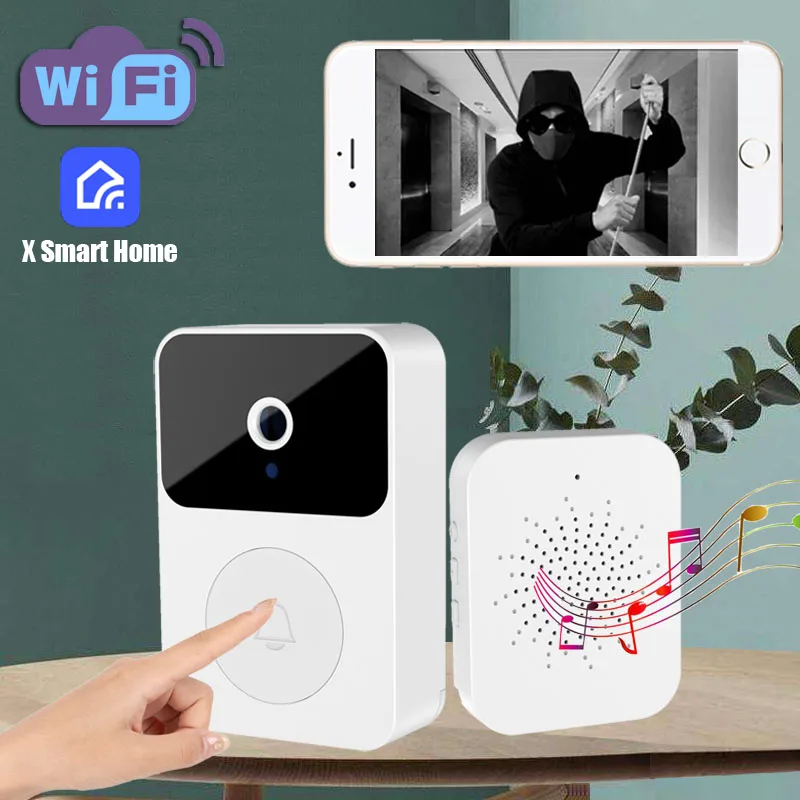 WiFi Video Doorbell Camera Smart Home Wireless Security Monitor Two Way Voice Function Built in Battery APP Remote Control