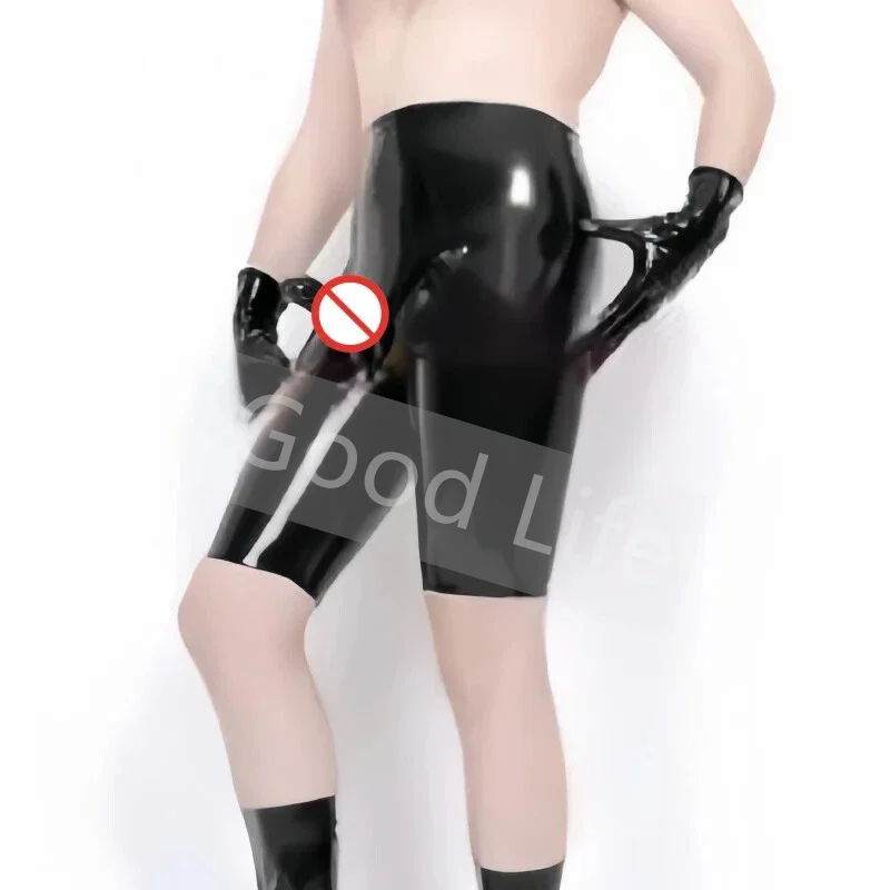 

Handmade Men Black Sexy Latex Boxer Pants Briefs With Front Ball Sheath Rubber Fetish Underpants Long To Knee Club Latex Outfit