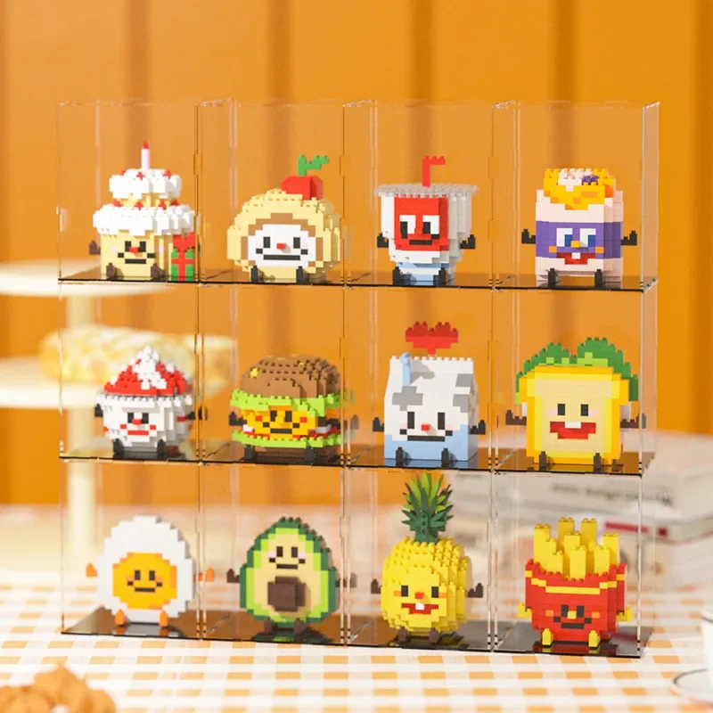 Foods Mini Building Blocks Hamburgers French Fries Egg Bread Avocado Pineapple Micro Brick Figure Model Toys For Kids Gift