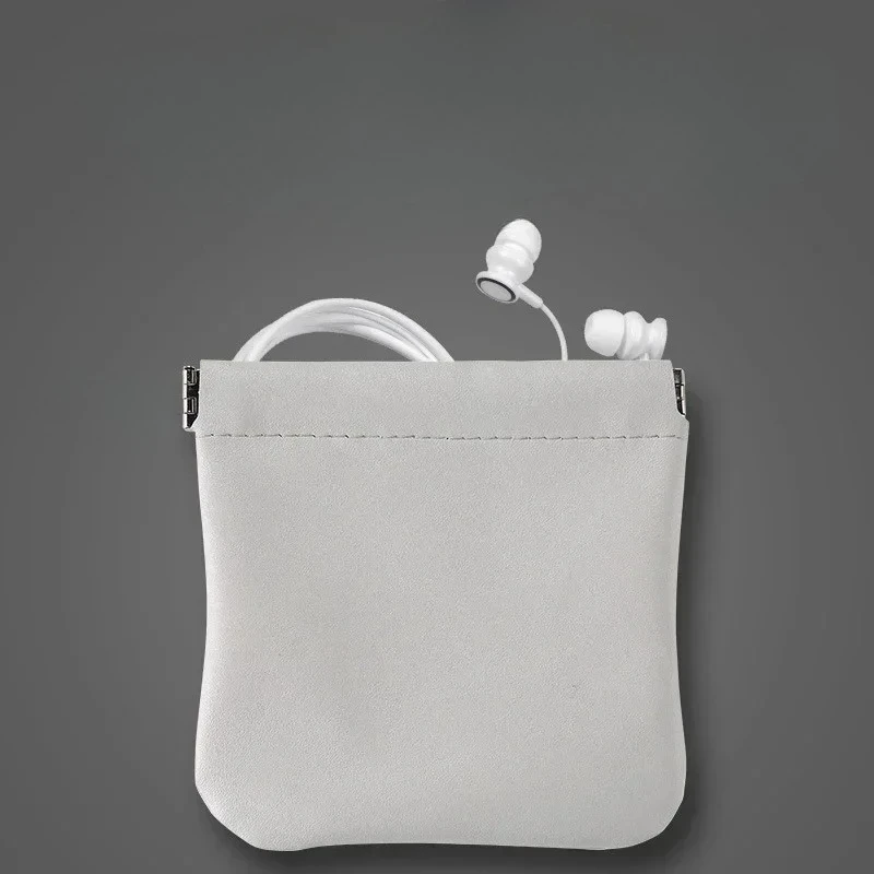 1Pc Elastic Sheet Automatic Closing PU Storage Bag Women Purse Portable Lipstick Coin Change Earphone Data Cable Organizer Case