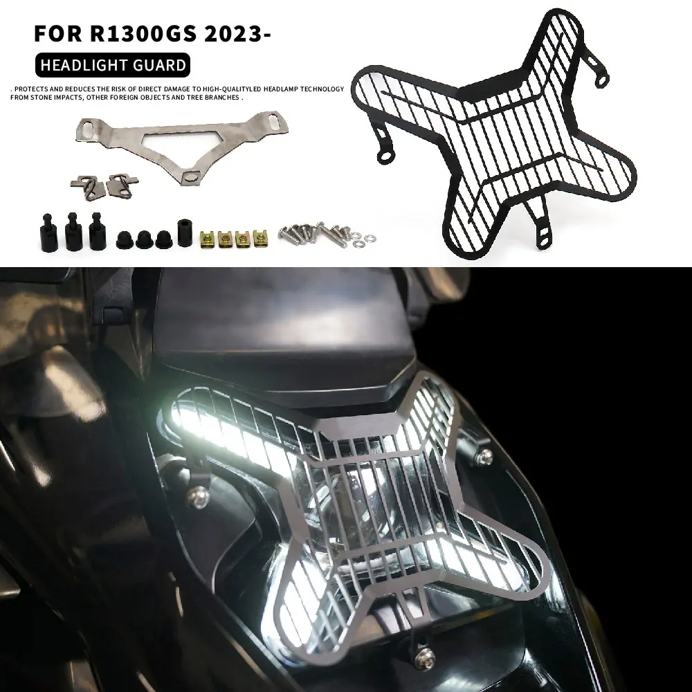 

For BMW R 1300 GS r1300gs GS R1300 Motorcycle LED Headlight Guard Protector Lens Black Grille Cover New R1300GS 2023 2024