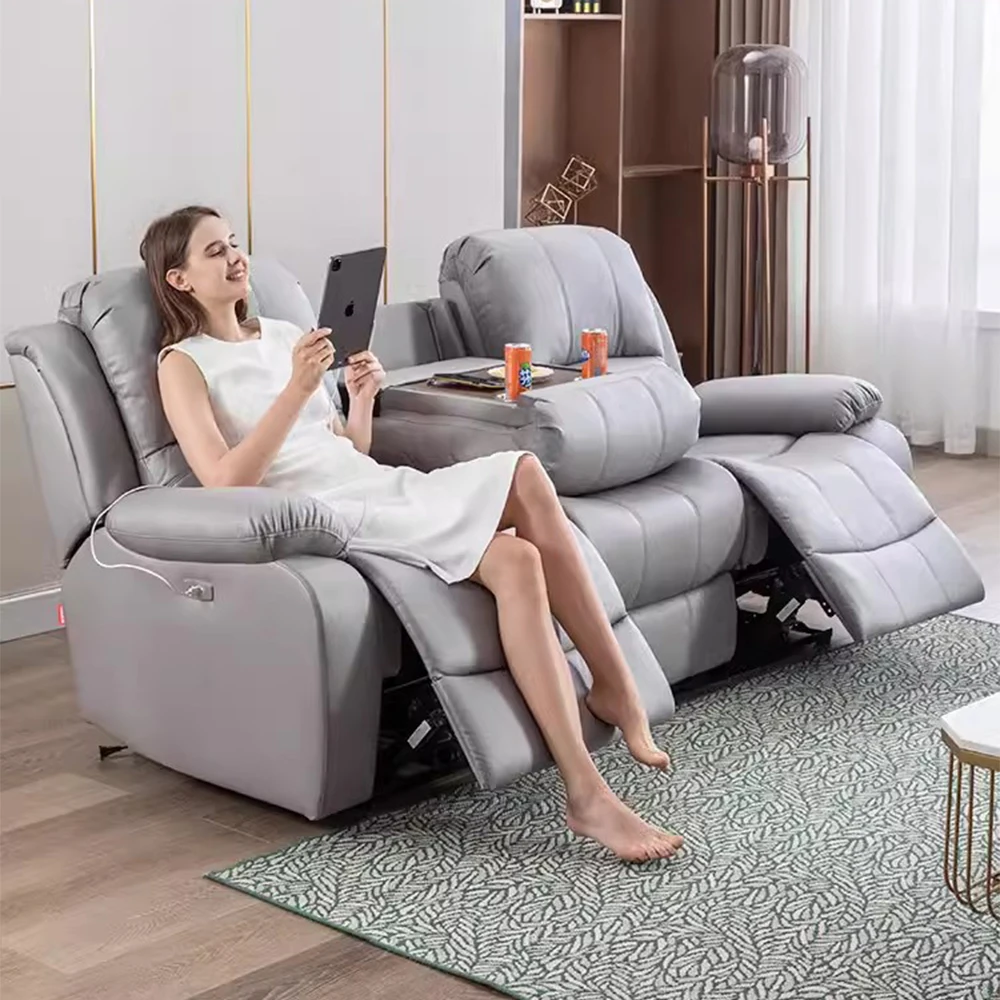 Home Cinema Couch - xx-Genuine Leather Manual Electric Recliner Sofa