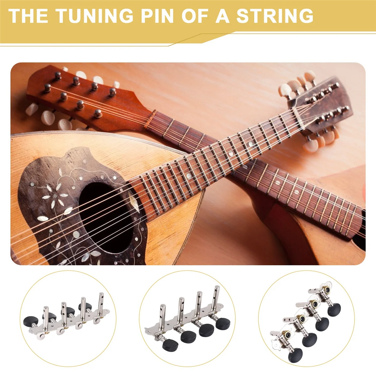 4L4R Mandolin Tuning Pegs Machine Heads String Tuning Pegs for 8 Strings Mandolin Instruments Accessory