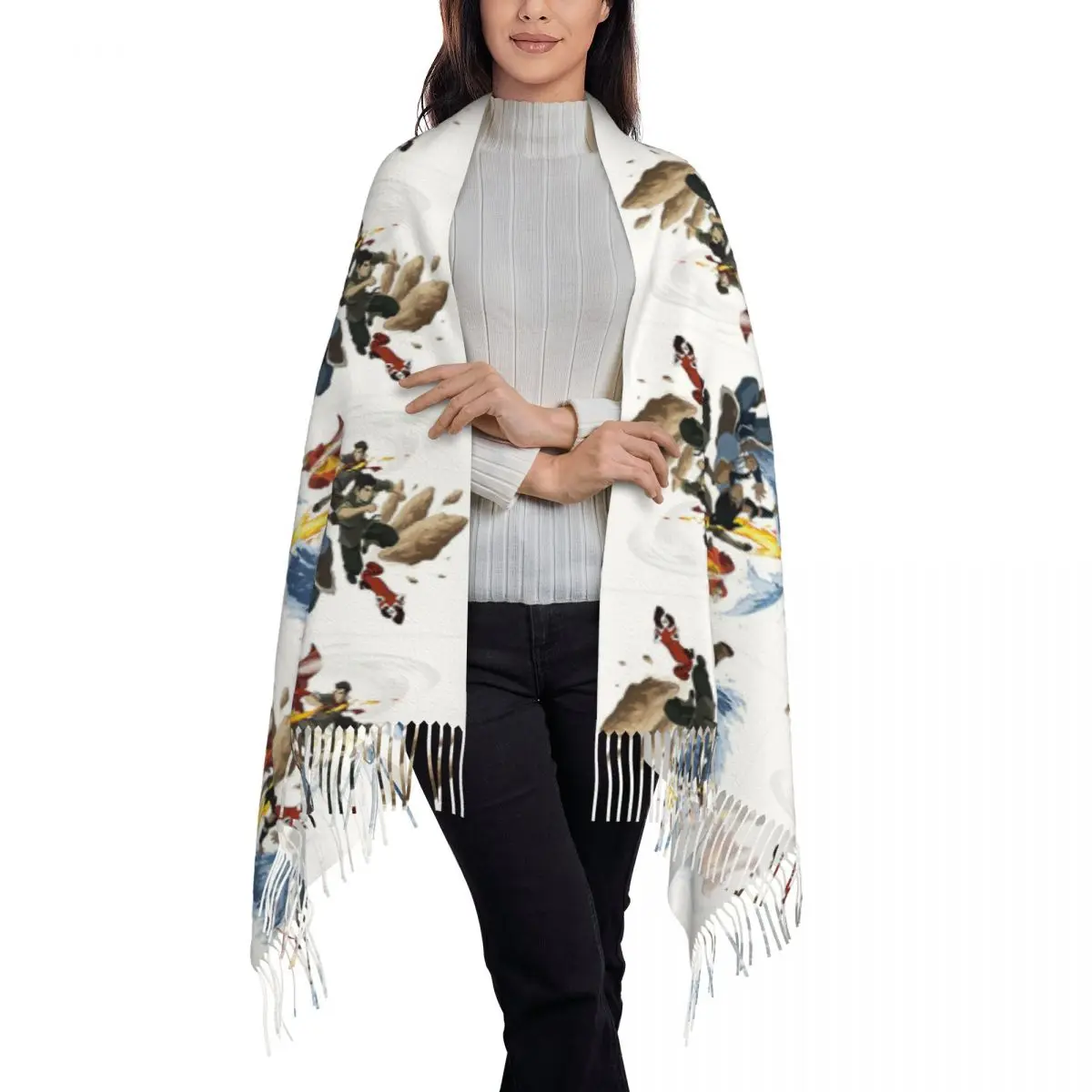 The Last Paintbender Team Avatar Ultimate Scarf Tassel Scarves for Women Soft Warm Shawls and Wraps Large Fall Winter Shawl Wrap