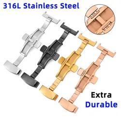 男性と女性のための316lステンレス鋼のバタフライバックル,革ストラップ用の折りたたみ式クラスプ,ナイロンバンド,Samsung, Huawei, 16mm, 18mm, 20mm