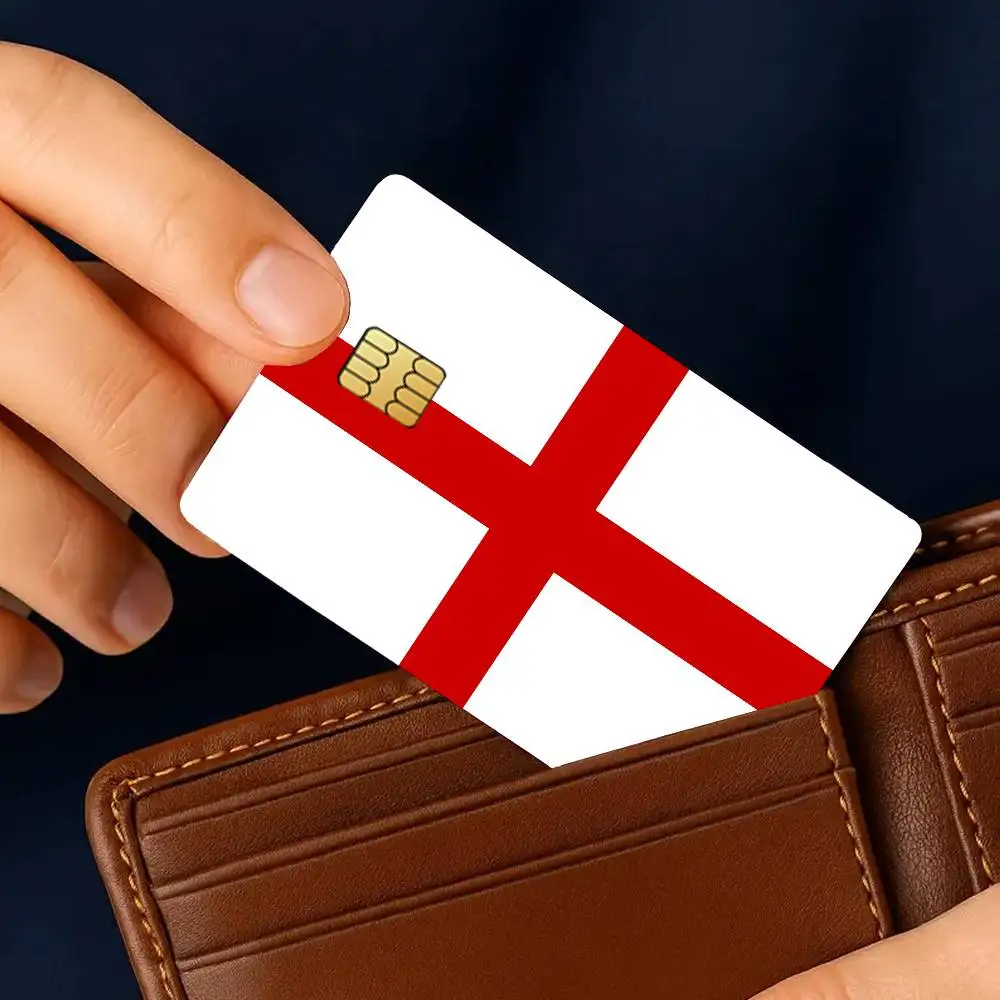 ملصقات بطاقات الائتمان من فليج ريد كروس إنجلترا لحماية ديكور الخصم البنك 4 قطع مضادة للخدش ومقاومة للماء