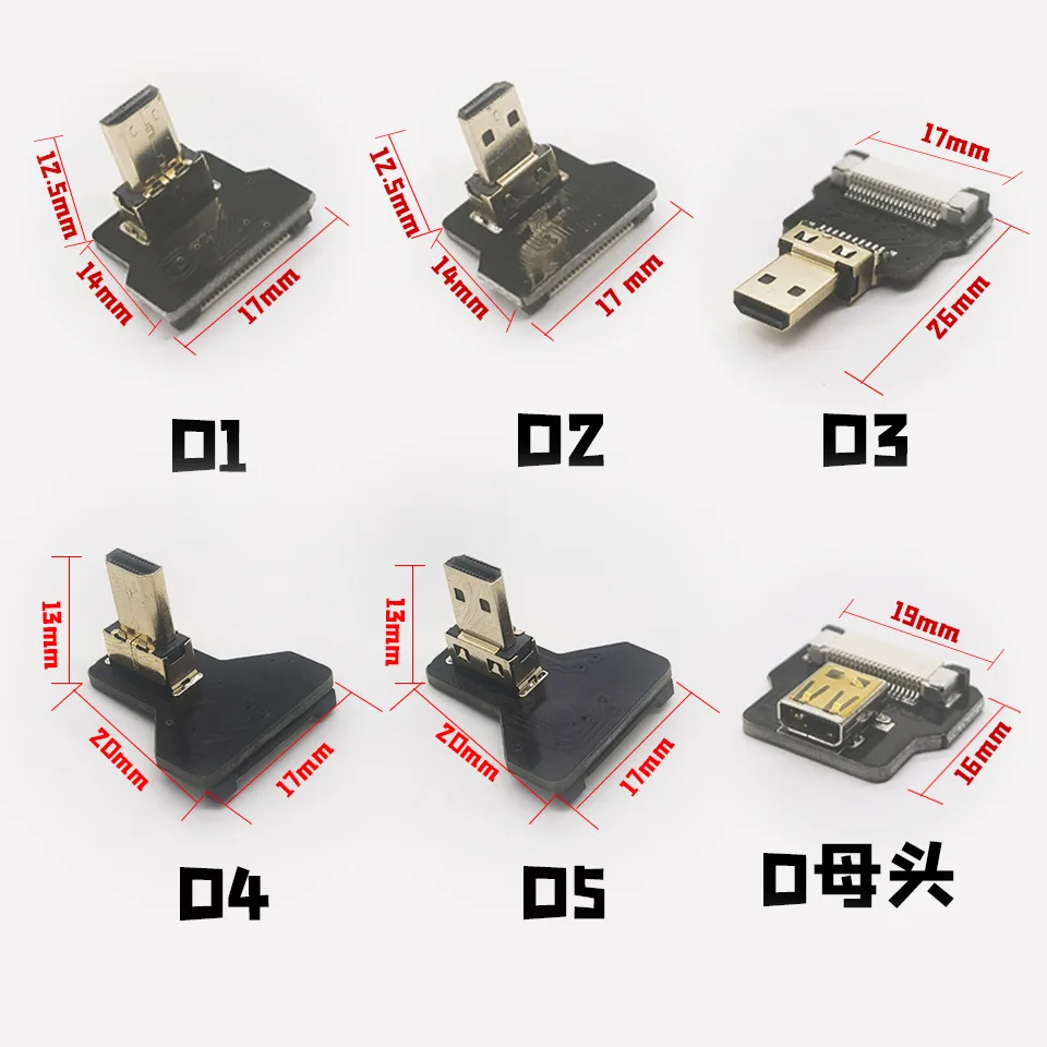 Ribbon Flat FPV HDMI-Compatible Connector Flexible Cable Raspberry Pi 4 Micro HDTV To HD/Mini HD Female 90 Degree FFC 20pin