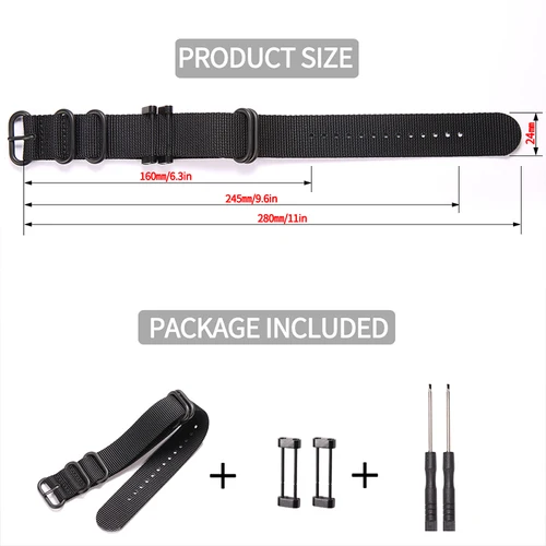 Imagen 2 del producto Correa de nailon de 24mm adecuada para Suunto Core deportes al aire libre pulsera impermeable para mujer hombres reloj inteligente accesorios de reloj