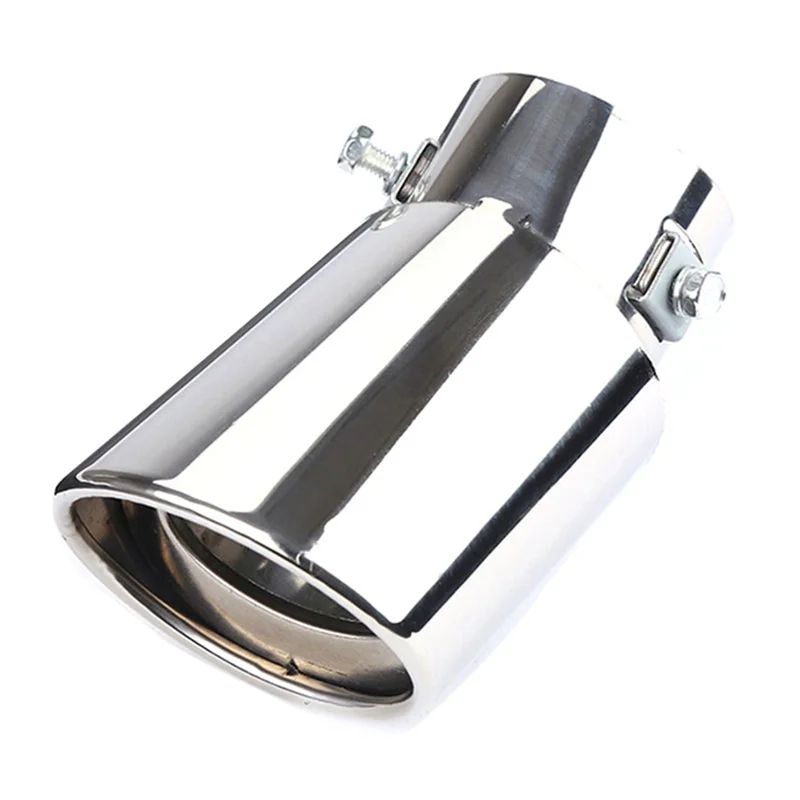 Car Stainless Steel Bright Silver Curved Exhaust Tail Throat Round Tube Universal Fits Car Accessories