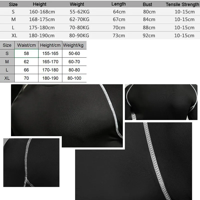 Men Long Sleeve Tracksuits GYM Fitness Tee + Leggings Men's Sport Running Set Yoga Skiing Basketball Football Clothes Suit A1109 view 2