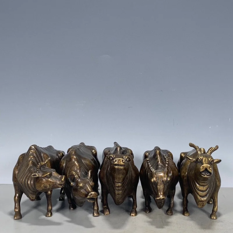 

Antique Style Five Blessings Bronze Bull Ornament Five Bulls Picture Decoration Home Office Decoration Housewarming Opening Gift