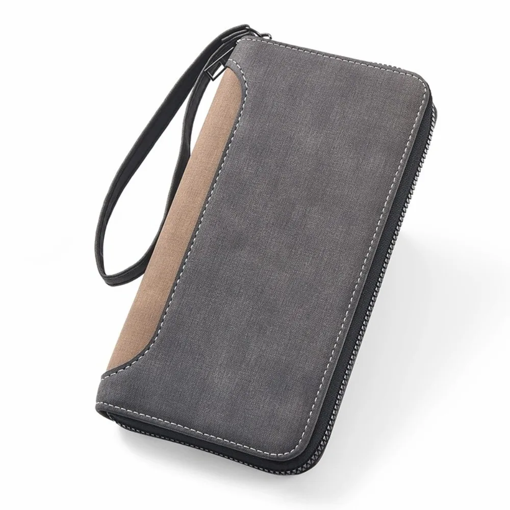 Simple Leather Long PU Wallet Phone Pouch Zipper Business Clutch Bag Coin Purse Multiple Card Slots Men Card Holder Travel