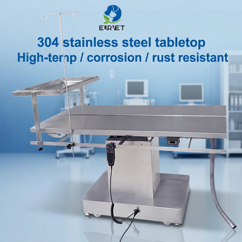 EUR VET 304 Stainless Steel Pet Surgery Table V-Type Adjustable Tilt Veterinary Operating Equipment With Tilting Function