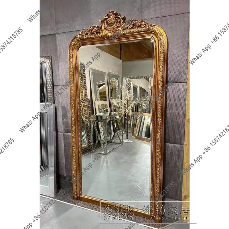 

European-style dressing carved full-body mirror cloakroom wall-mounted fitting mirror clothing store floor-to-ceiling mirror