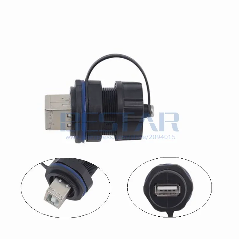 Enchufe impermeable USB 2,0 Industrial tipo A hembra a tipo B hembra M20 M25 adaptador de escaneo de impresión conector con tapa a prueba de polvo