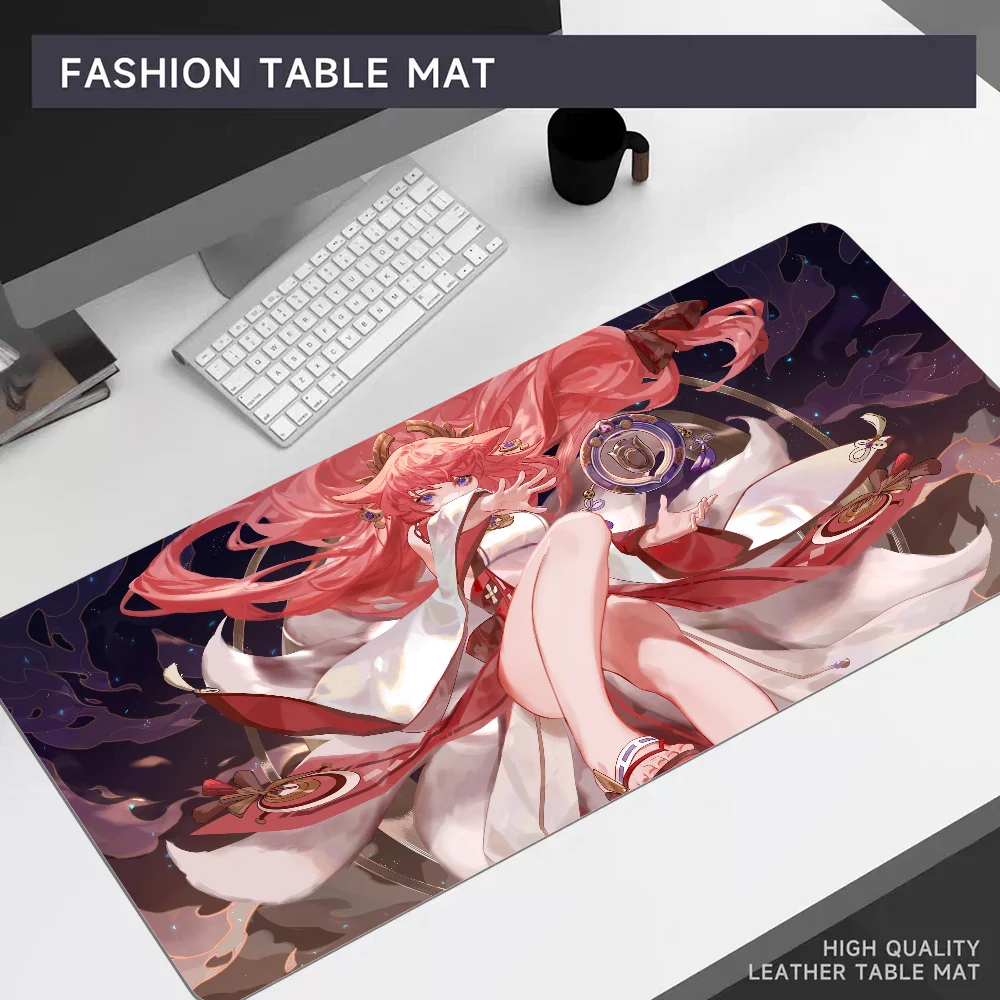 Yae Miko Genshin Impact Mousepad, Big Mouse Pad, Office Computer Desk Mat, Teclado de mesa, Almofada do teclado, Laptop, XL, 80x30cm