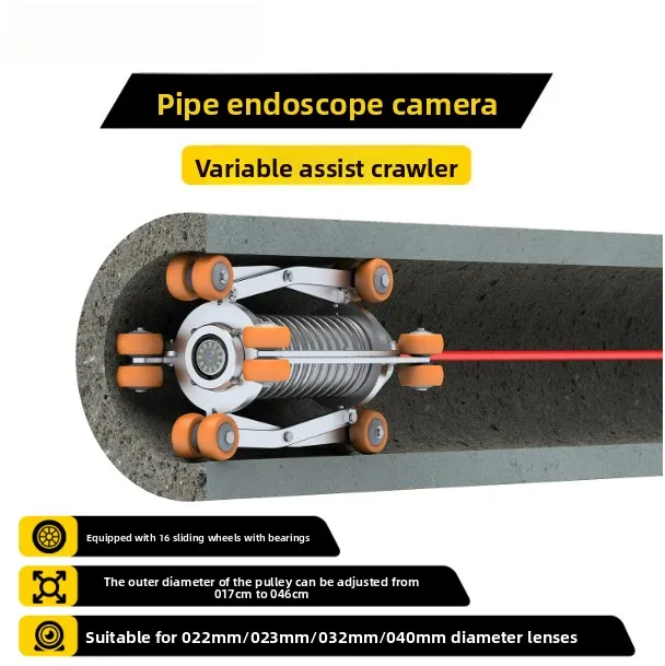 Pipe endoscope camera telescopic expansion bracket, lens guide pulley crawler accessories