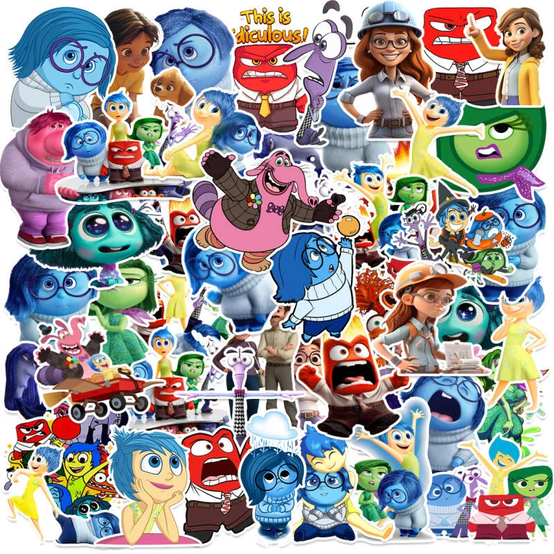 50PCS Disney Movie Inside Out Stickers Cartoon Graffiti Decoration Skateboard Laptop Notebook Luggage Waterproof Decal Toy