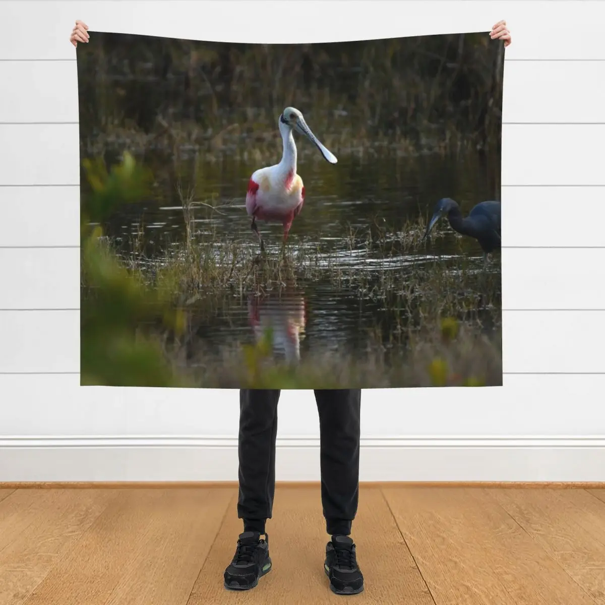 

Rosette Spoonbill - Blue Heron Throw Blanket Decorative Throw Sofa Throw Camping Nap Blankets