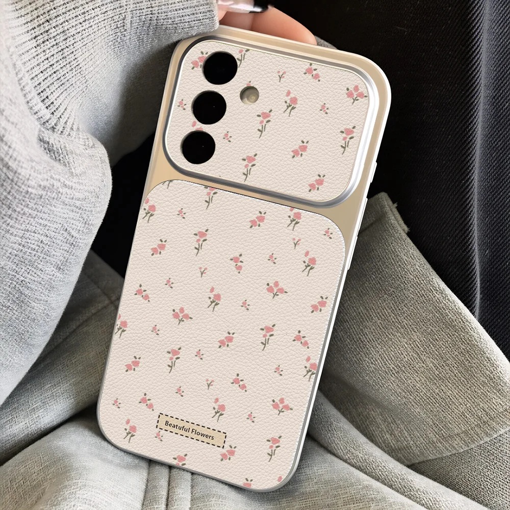 Cute Pink Floral Phone Case For Samsung S26 S25 S24 S23 Ultra Plus FE Case A16 A57 A56 5g A17 A37 A27 A07 A55 A35 A54 A26 Cover