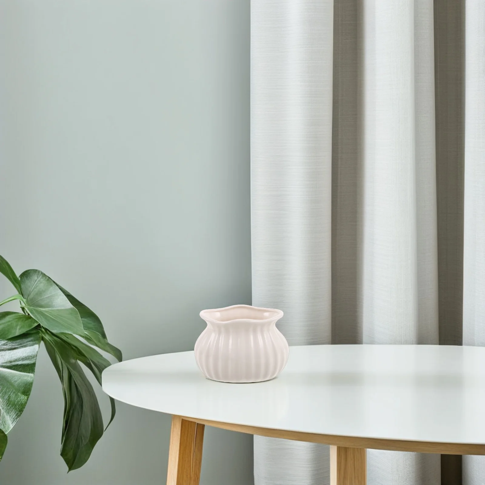 

White Ceramic Vase Modern Style Flower Vase for Living Room Table Centerpiece Elegant Minimalist Planter for Fresh and Dried