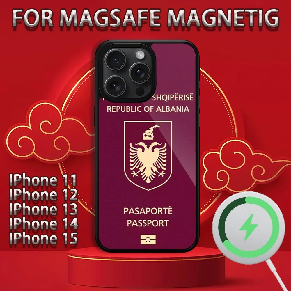 Albanian Flag Eagle  Phone Case For iPhone 15 14 13 12 11 Pro Max Plus Magsafe Magnetic Wireless Charging Cover