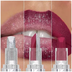 1PC Sexy Glitter Two-tone Lipstick Matte Lipsticks Cosmetics Easy to use Lip Tint Makeup Lip Rose Red High Pigment Lip Glaze