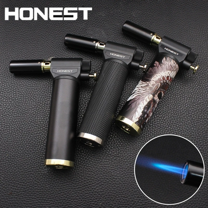 HONEST Cigar Welding Gun Lighter Metal Windproof Multi Functional Outdoor Barbecue Kitchen Turbine Torch Butane Gas Lighter