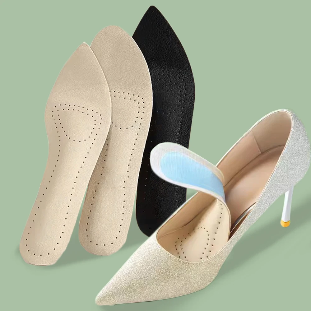 

Leather Insoles for High Heels Shoes Non-slip Sole Self-adhesive Insoles for Woman Sandals Plantar Fasciitis Support Shoe Pads