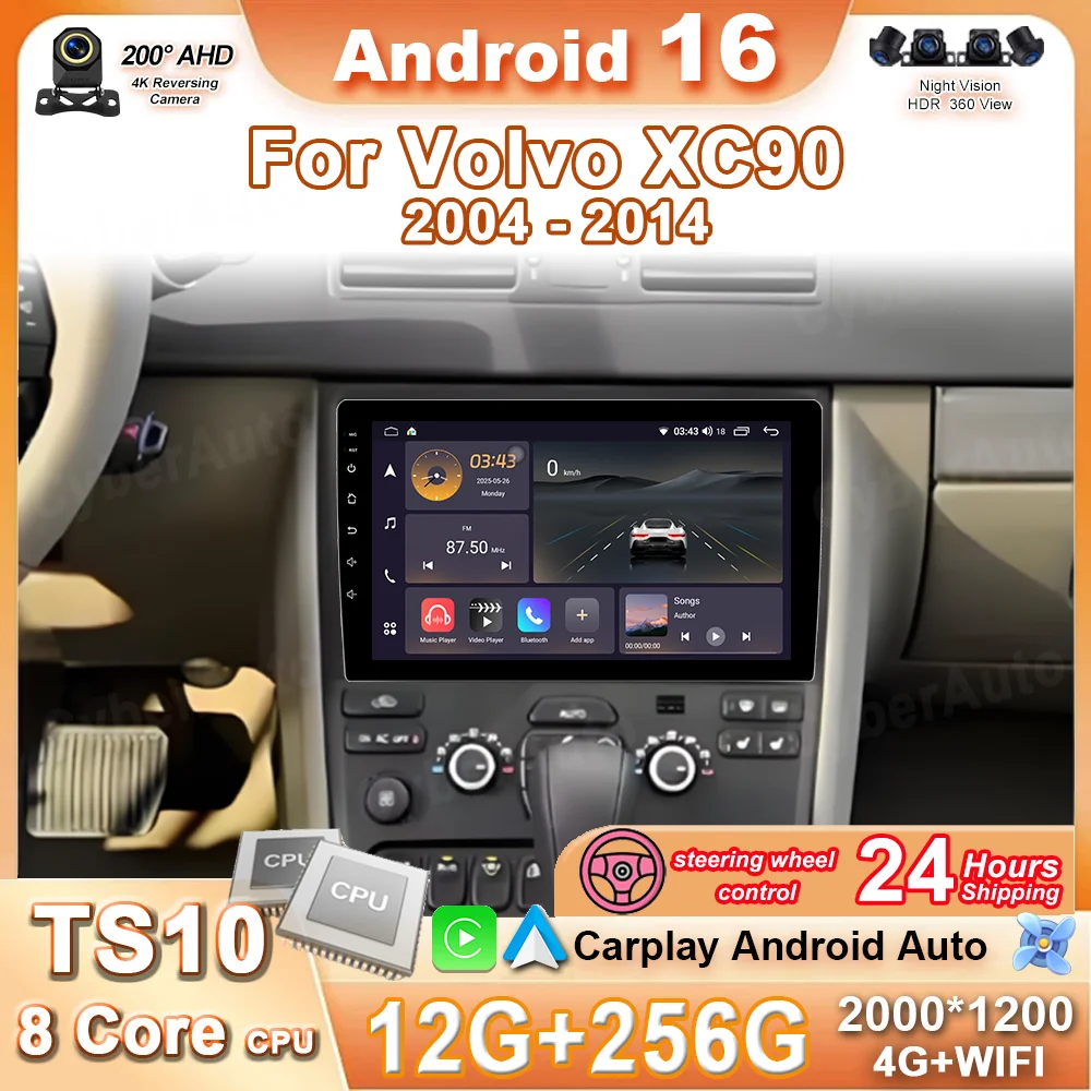 

Android 16 For Volvo XC90 2004-2014 Car Radio Multimedia Video Player Navigation Stereo GPS Octa Core No 2 Din DVD Camera WiFi