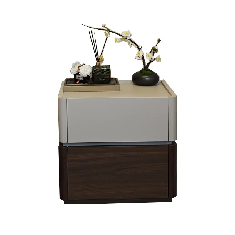 Elegant European Night Table Aesthetic Vintage Comfortable Drawers Bed Table Storage Modern Bedroom Furniture