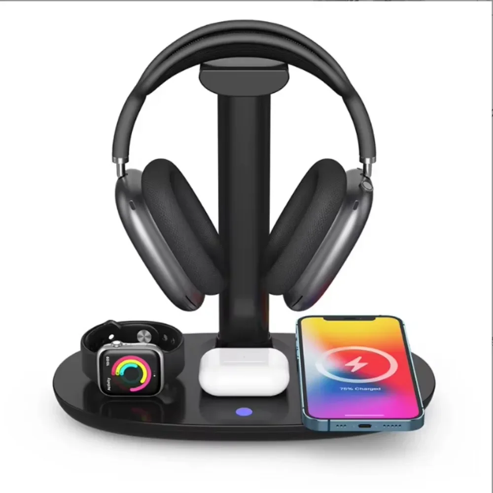 4 in 1 Wireless Charging Station 3 in 1 Fast Wireless Charger Dock for iPhone Apple Earphone Headphones Air Pods iWatch watches