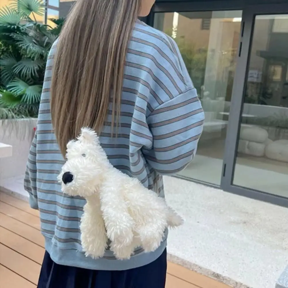 Fashion West Highland Puppy Shoulder Bag Fluffy Kawaii Dog Doll Bag Stuffed Doll Tote Girl