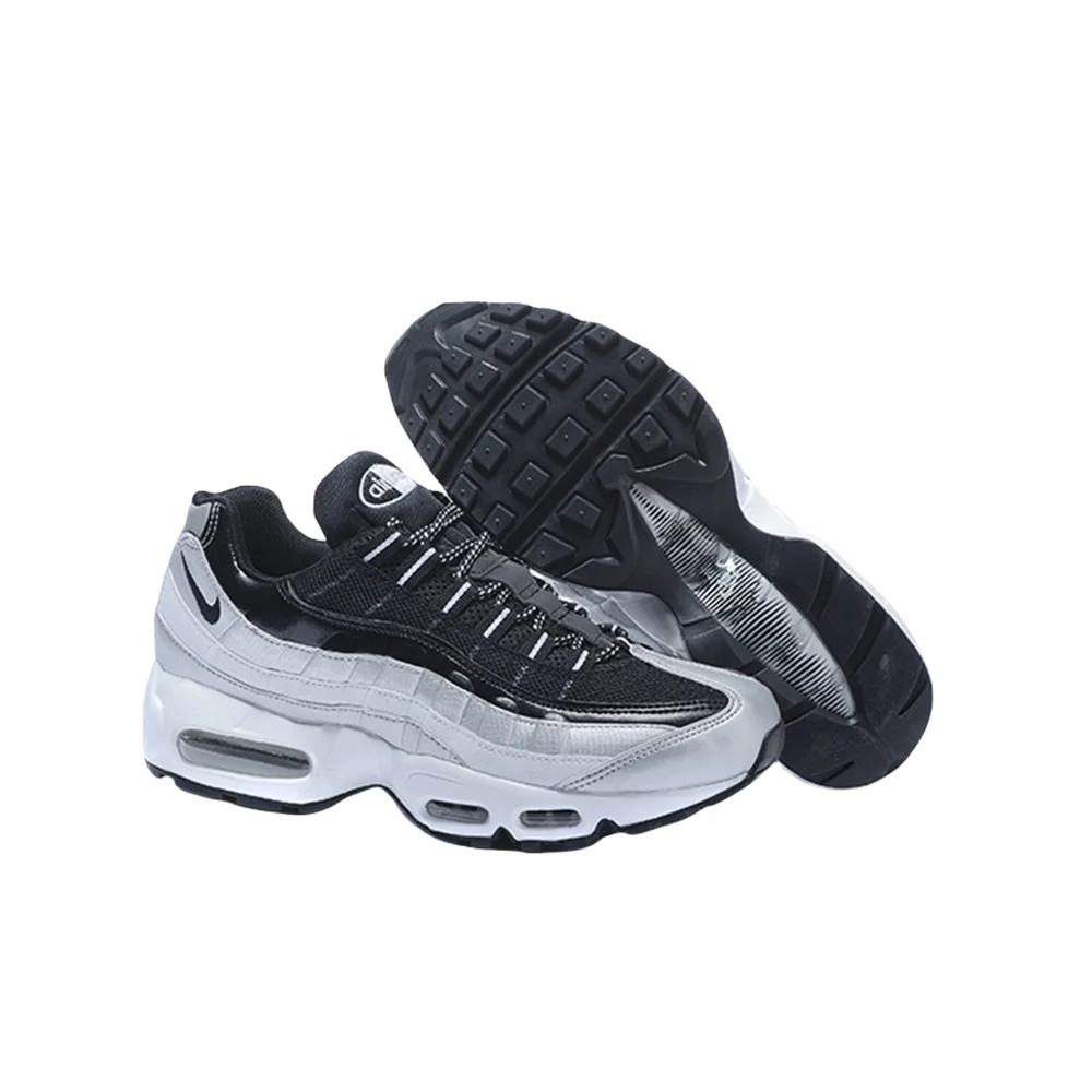 

Nike Air Max 95 Women and Men Trends Fashion Shock Absorption Wear-resistant Fabrics Synthetic Leather Running Shoes Black White