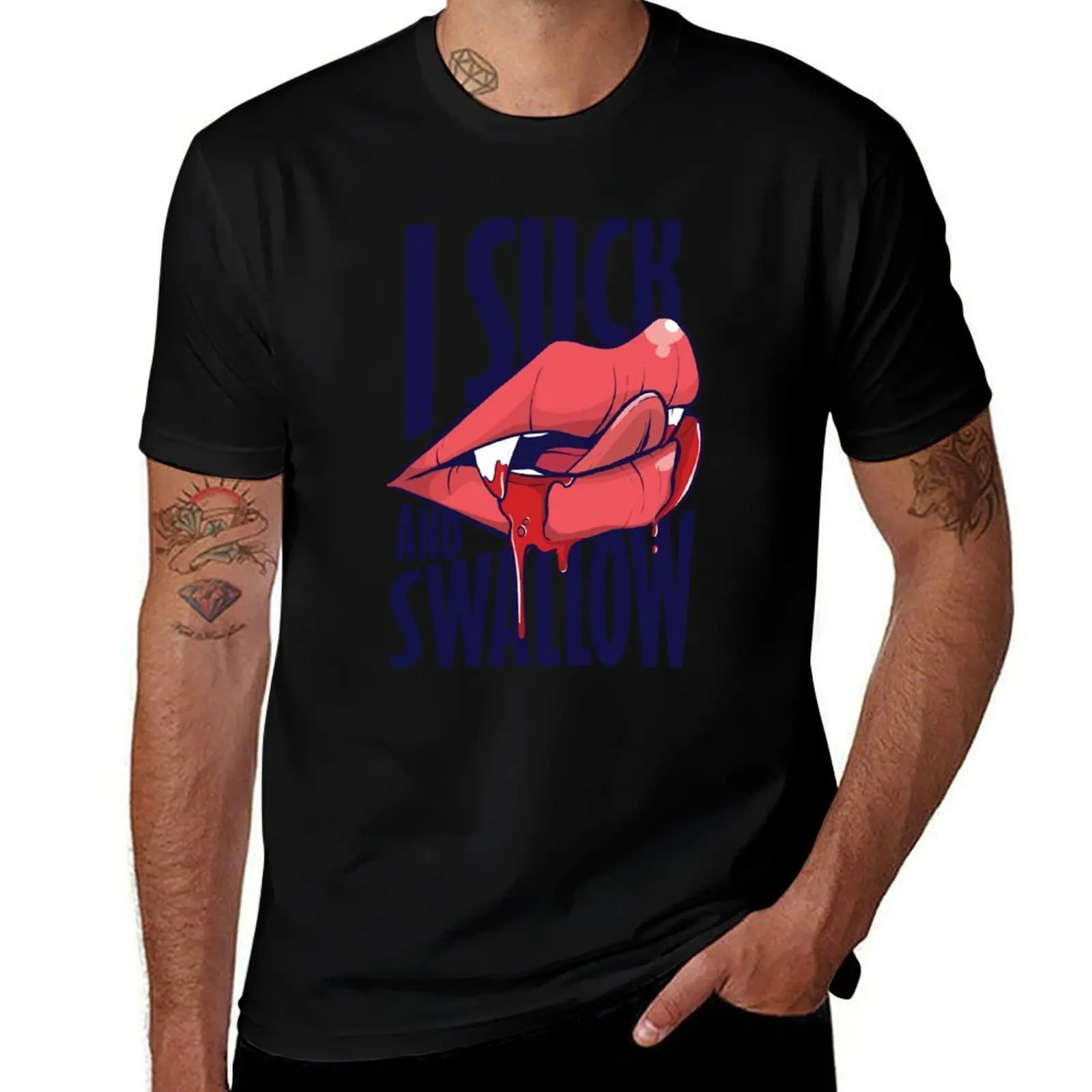 

I suck and swallow T-Shirt t shirt man designer black cotton t-shirt plain for man package man t shirts cotton T-Shirt